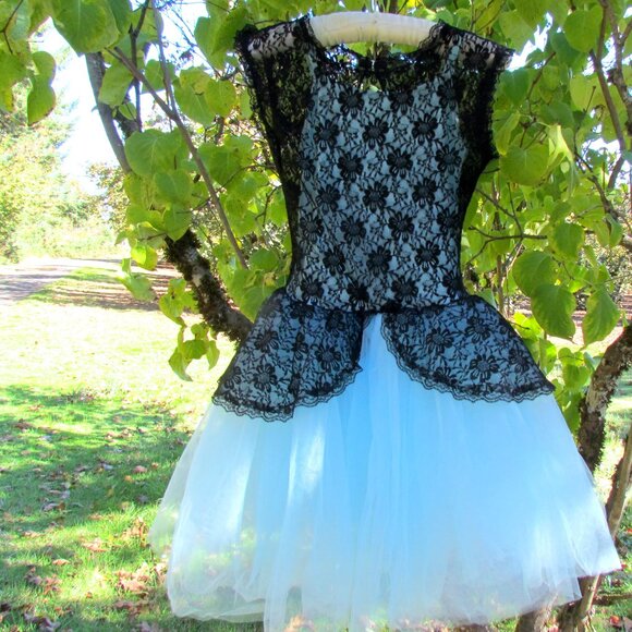 TUTU DRESS, XS-S, AQUA w BLACK LACE REVOLUTION DANCEWEAR BALLERINA, PERFORMANCE - Picture 4 of 8